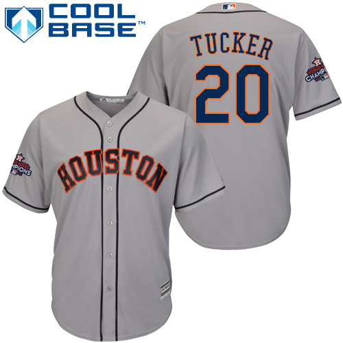 Astros #20 Preston Tucker Grey Cool Base World Series Champions Stitched Youth MLB Jersey